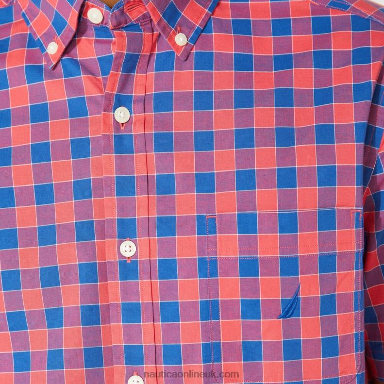Nautica Big & Tall Plaid Short Sleeve Shirt L6J4L215 Persian Red Men