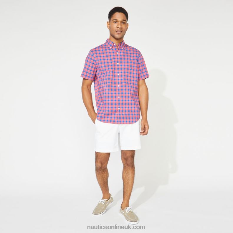 Nautica Big & Tall Plaid Short Sleeve Shirt L6J4L215 Persian Red Men