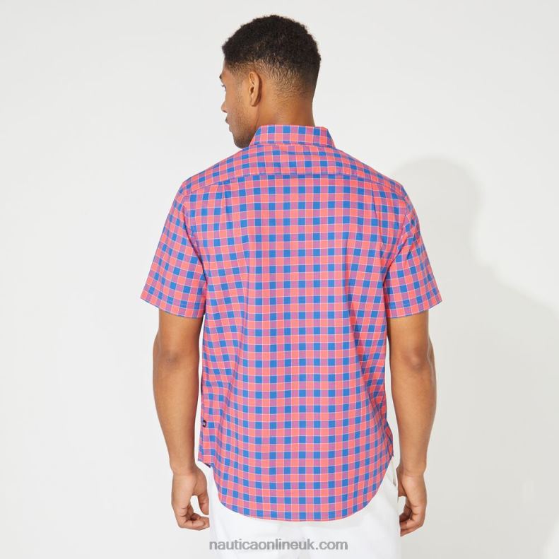 Nautica Big & Tall Plaid Short Sleeve Shirt L6J4L215 Persian Red Men