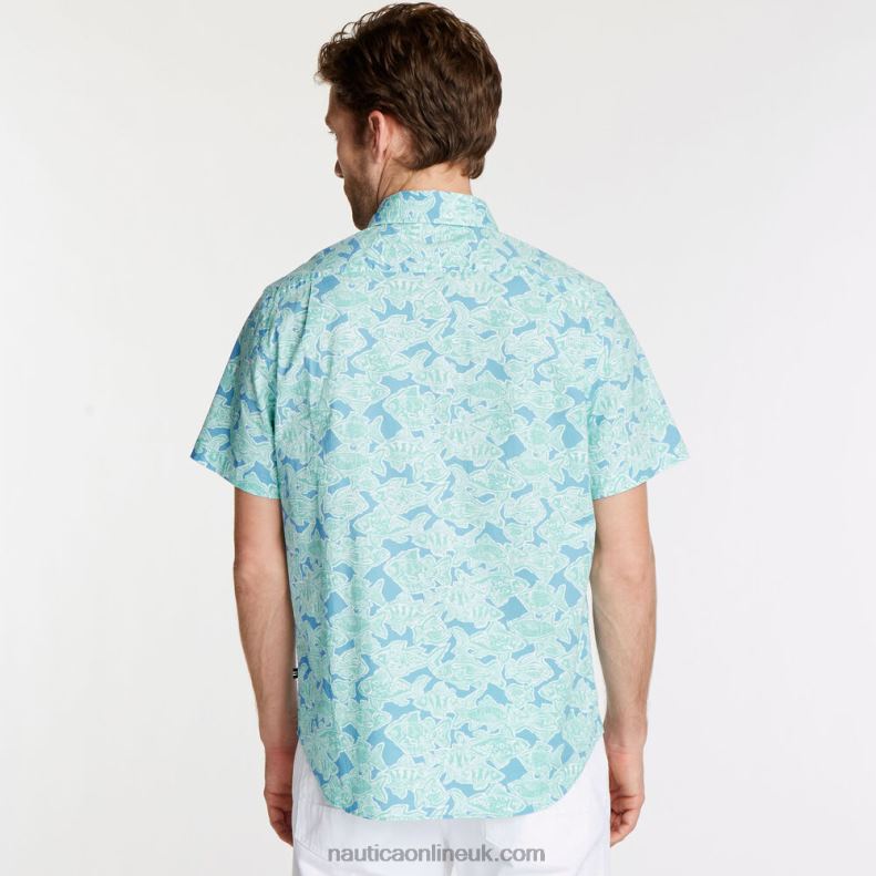 Nautica Big & Tall Printed Short Sleeve Shirt L6J4L710 Alaskan Blue Men
