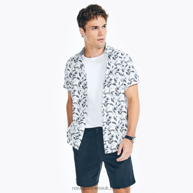 Nautica Big & Tall Short-Sleeve Printed Oxford Shirt L6J4L578 Bright White Men