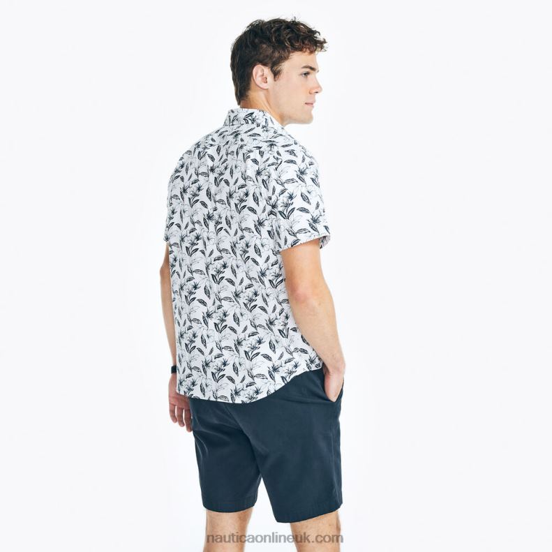 Nautica Big & Tall Short-Sleeve Printed Oxford Shirt L6J4L578 Bright White Men