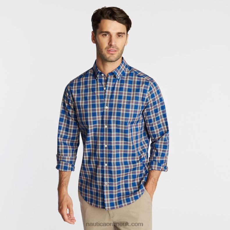 Nautica Big & Tall Wrinkle Resistant Shirt In Yarn Dyed Plaid L6J4L593 Limoges Men
