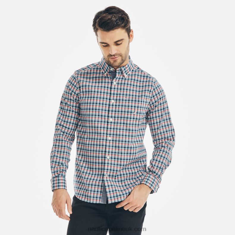 Nautica Classic Fit Plaid Shirt L6J4L669 Spiced Coral Men