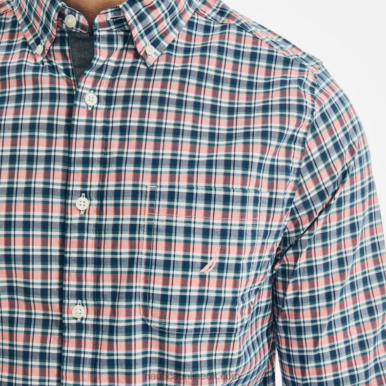 Nautica Classic Fit Plaid Shirt L6J4L669 Spiced Coral Men