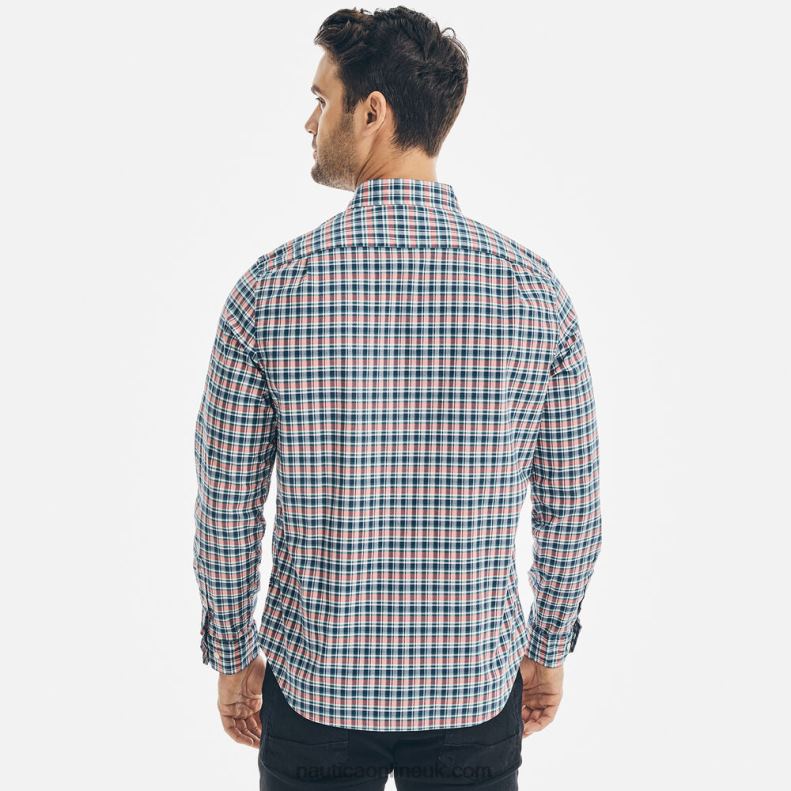 Nautica Classic Fit Plaid Shirt L6J4L669 Spiced Coral Men