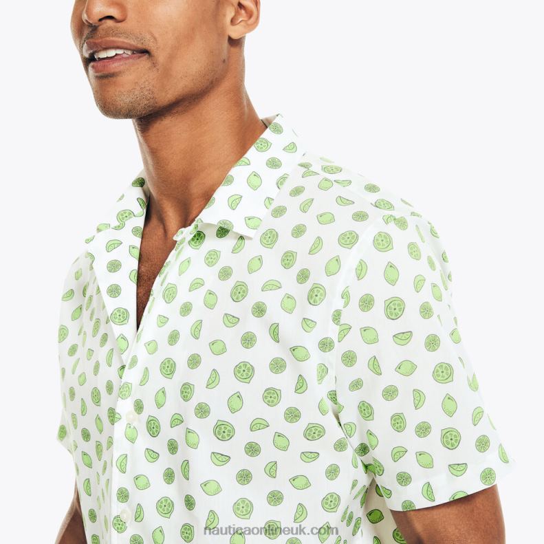 Nautica Navtech Classic Fit Printed Short-Sleeve Shirt L6J4L330 Bright White Men