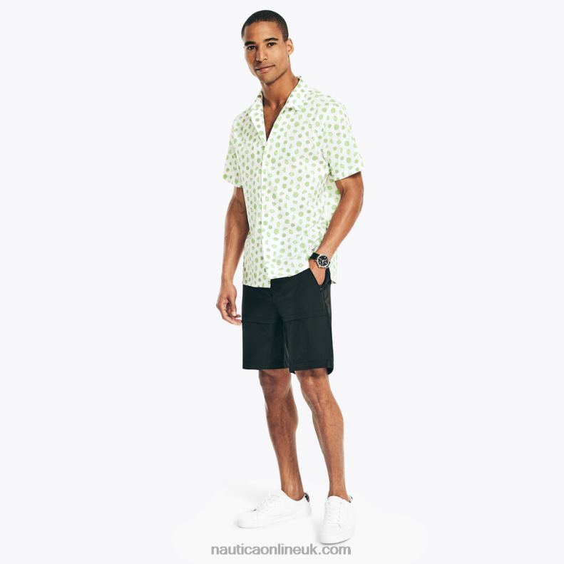 Nautica Navtech Classic Fit Printed Short-Sleeve Shirt L6J4L330 Bright White Men