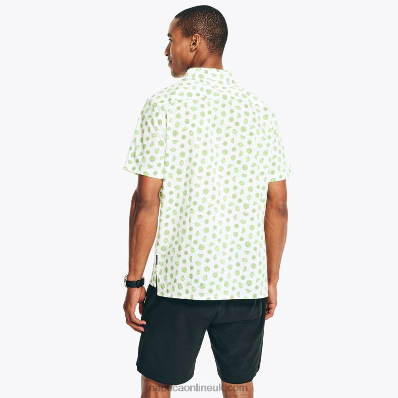 Nautica Navtech Classic Fit Printed Short-Sleeve Shirt L6J4L330 Bright White Men