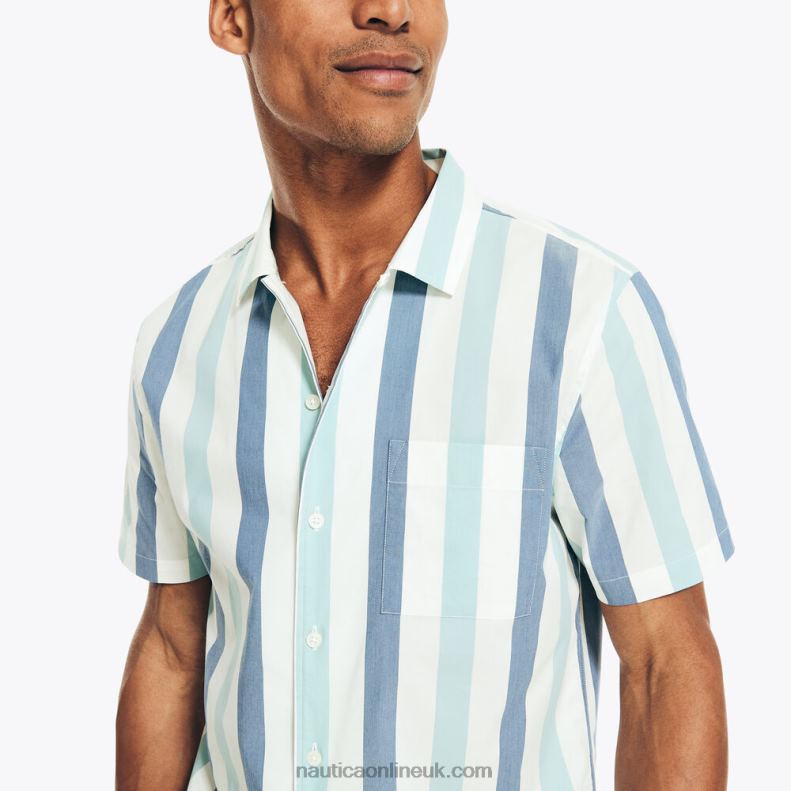 Nautica Navtech Classic Fit Striped Short-Sleeve Shirt L6J4L195 Sail White Men