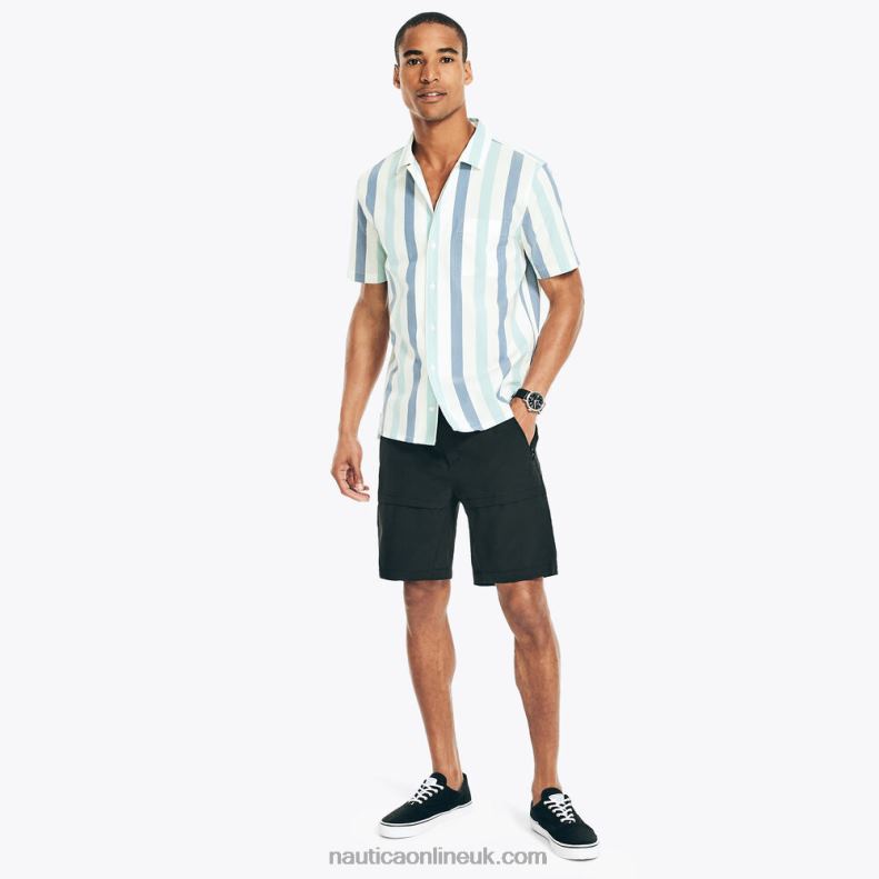 Nautica Navtech Classic Fit Striped Short-Sleeve Shirt L6J4L195 Sail White Men