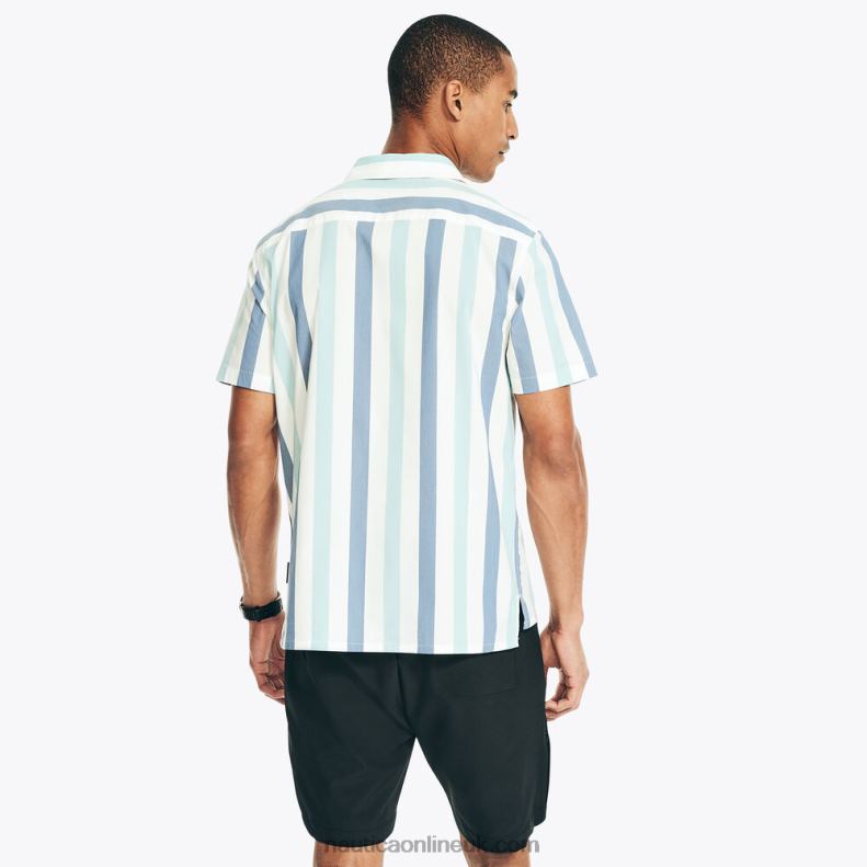 Nautica Navtech Classic Fit Striped Short-Sleeve Shirt L6J4L195 Sail White Men