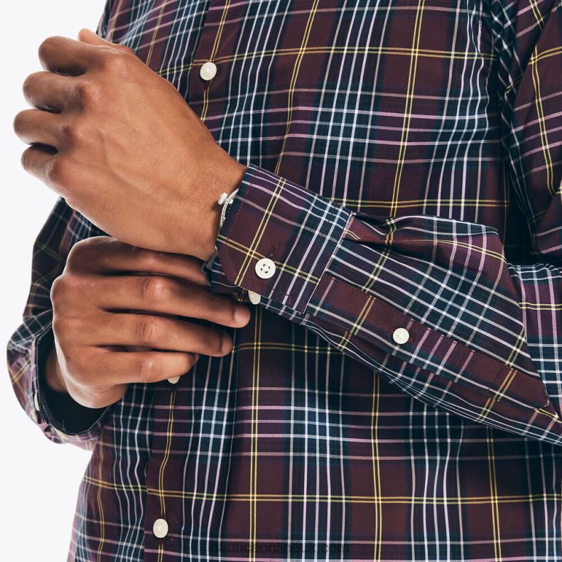 Nautica Navtech Trim Fit Plaid Shirt L6J4L602 Rio Red Men