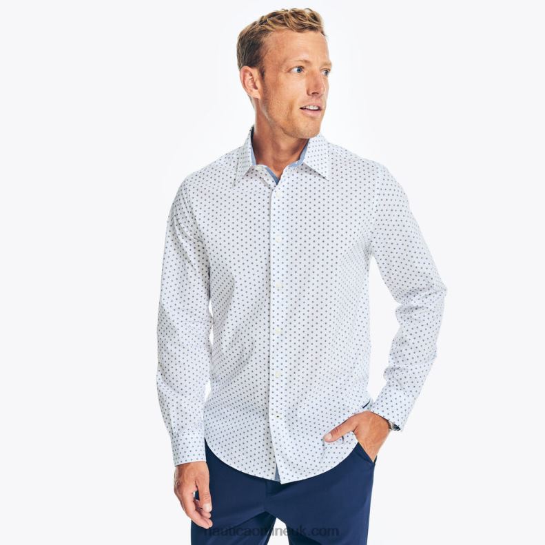 Nautica Navtech Trim Fit Printed Shirt L6J4L196 Bright White Men