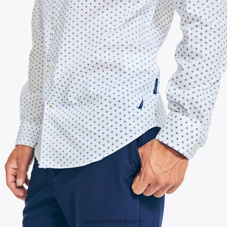 Nautica Navtech Trim Fit Printed Shirt L6J4L196 Bright White Men