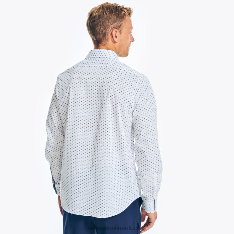 Nautica Navtech Trim Fit Printed Shirt L6J4L196 Bright White Men