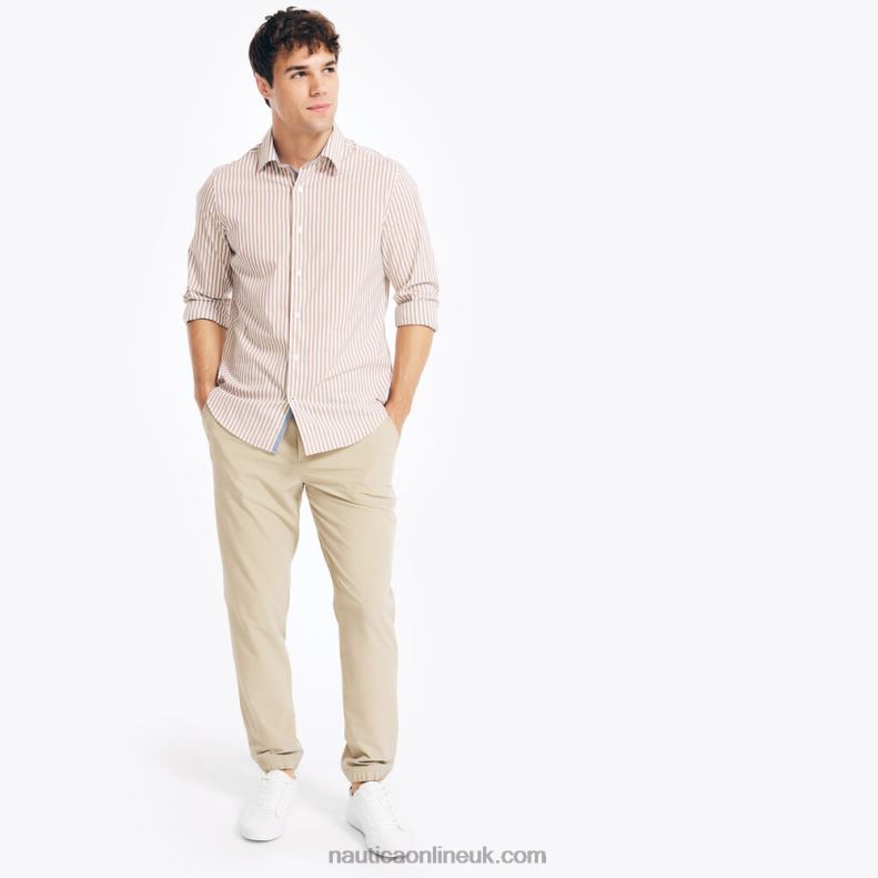 Nautica Navtech Trim Fit Striped Shirt L6J4L260 All Spice Men