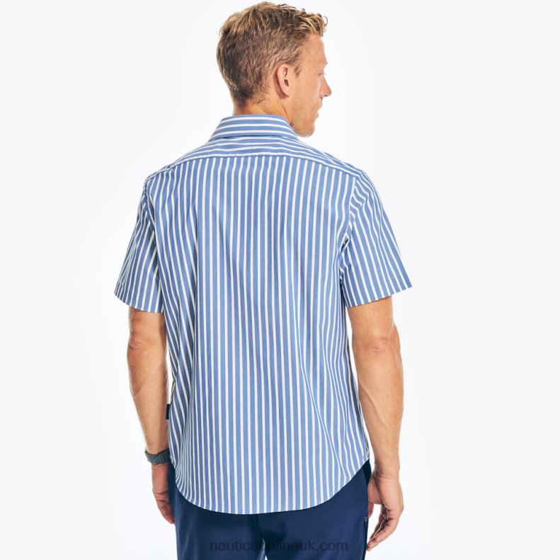 Nautica Navtech Trim Fit Striped Short-Sleeve Shirt L6J4L199 Estate Blue Men