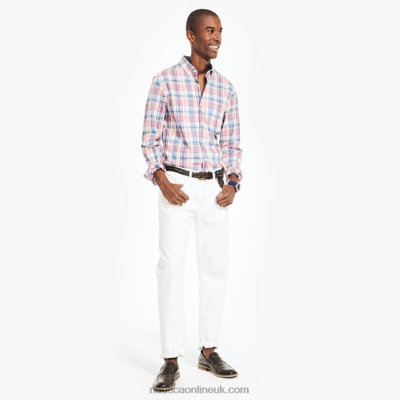 Nautica Plaid Poplin Shirt L6J4L690 Teaberry Men