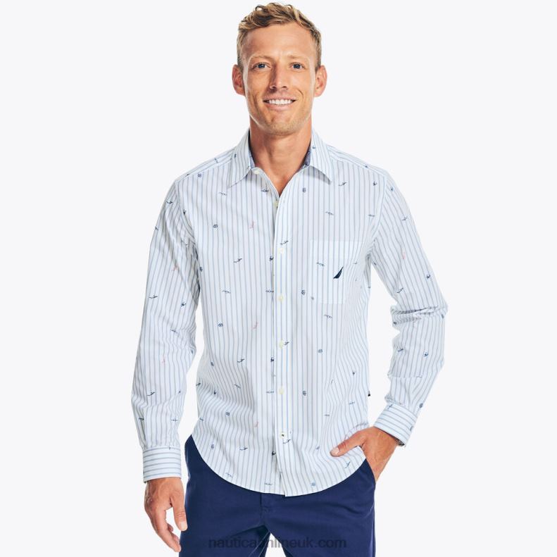 Nautica Printed Poplin Shirt L6J4L555 Bright White Men