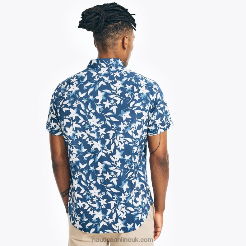 Nautica Printed Poplin Short-Sleeve Shirt L6J4L486 Estate Blue Men