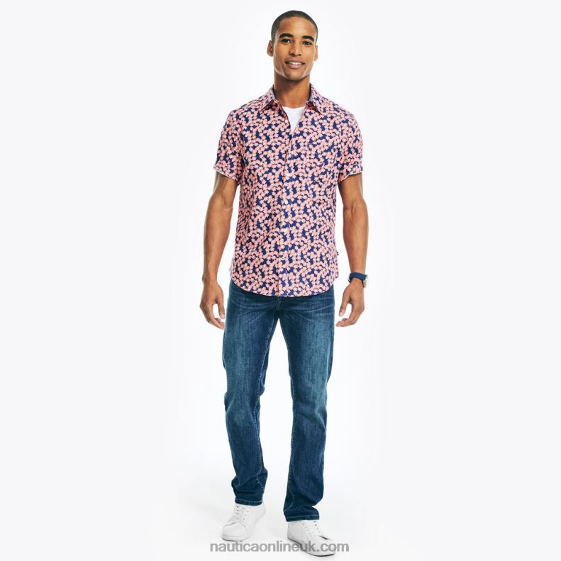 Nautica Printed Poplin Short-Sleeve Shirt L6J4L549 Dreamy Coral Men