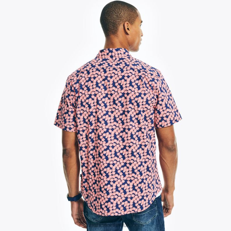 Nautica Printed Poplin Short-Sleeve Shirt L6J4L549 Dreamy Coral Men