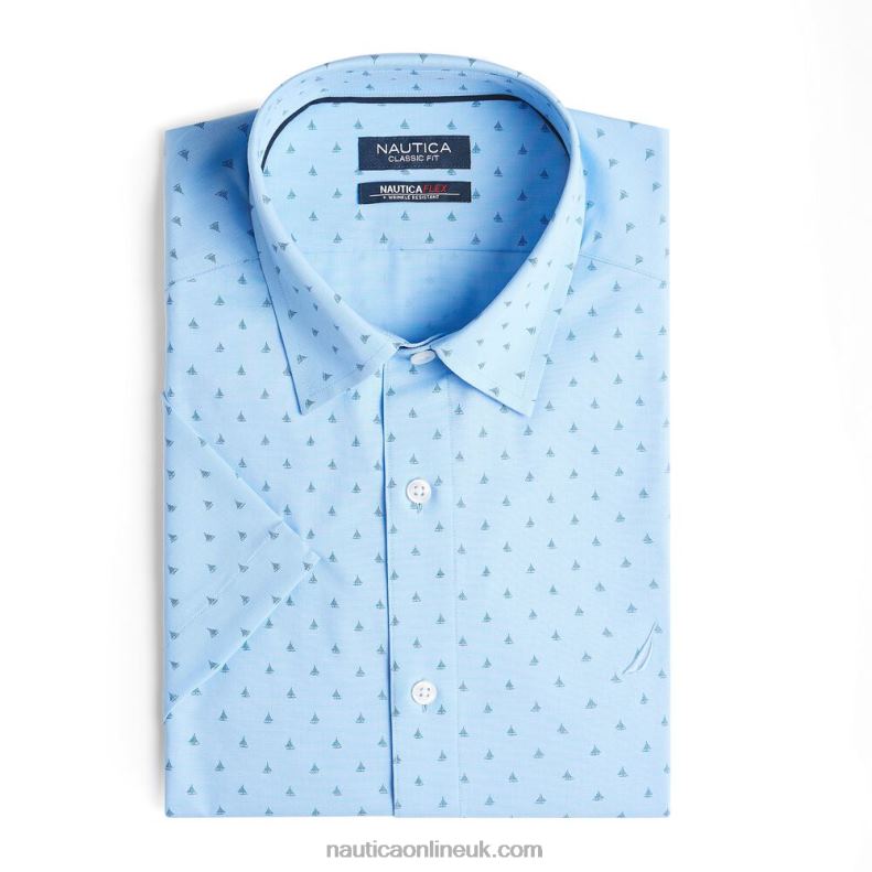 Nautica Sailboat-Print Short Sleeve Shirt L6J4L225 Little Boy Blue Men