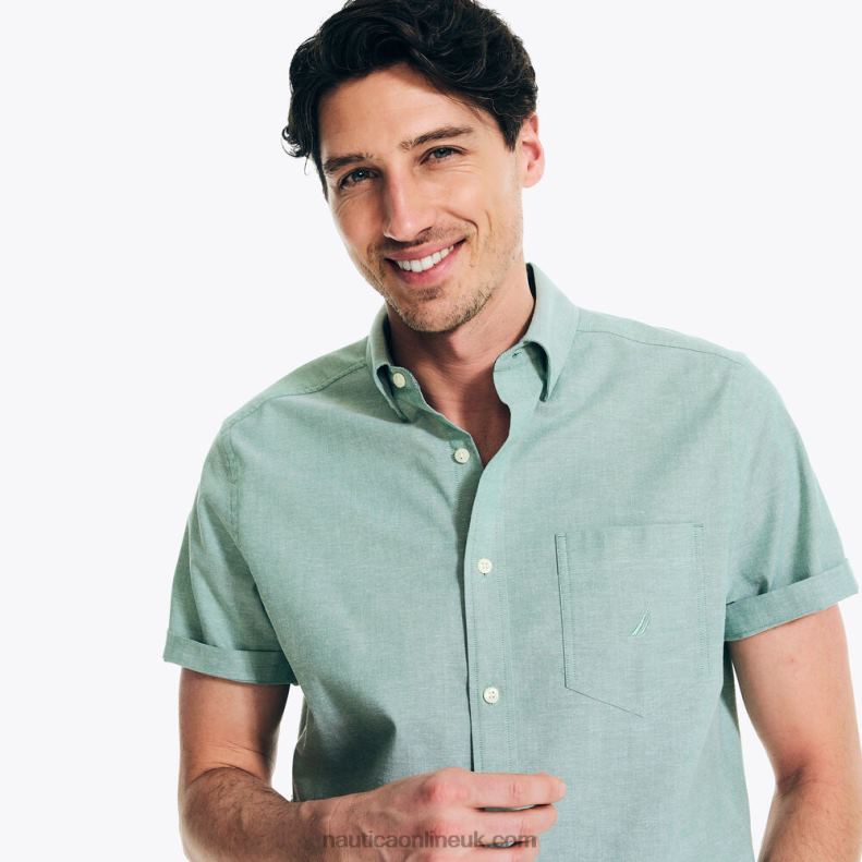 Nautica Short-Sleeve Oxford Shirt L6J4L565 Green Apple Men