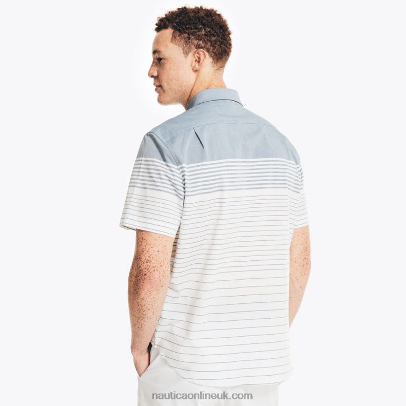 Nautica Striped Poplin Short-Sleeve Shirt L6J4L568 Bright White Men