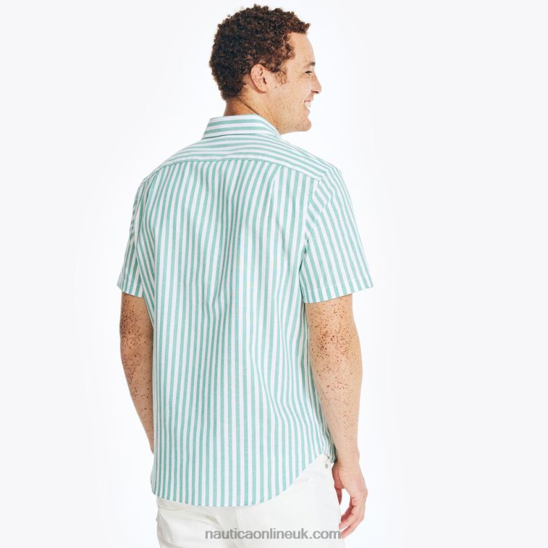 Nautica Striped Short-Sleeve Oxford Shirt L6J4L403 Dark Dill Men