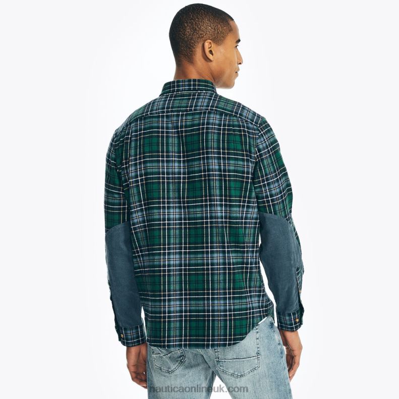 Nautica Sustainably Crafted Flannel Plaid Shirt L6J4L474 Cosmic Fern Men