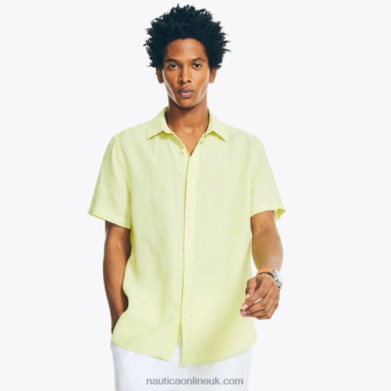 Nautica Sustainably Crafted Linen Short-Sleeve Shirt L6J4L695 Hillside Olive Men