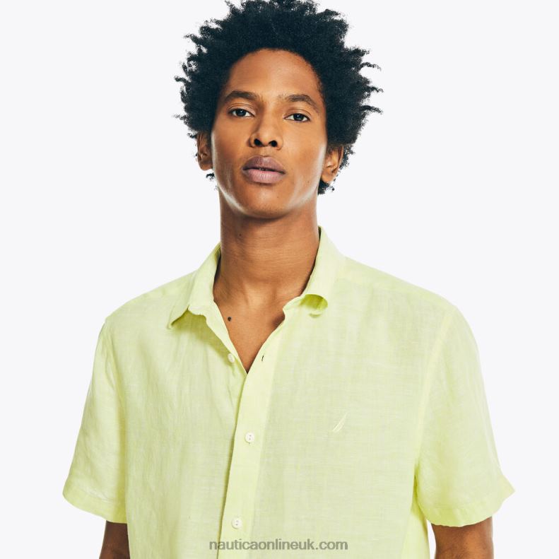 Nautica Sustainably Crafted Linen Short-Sleeve Shirt L6J4L695 Hillside Olive Men