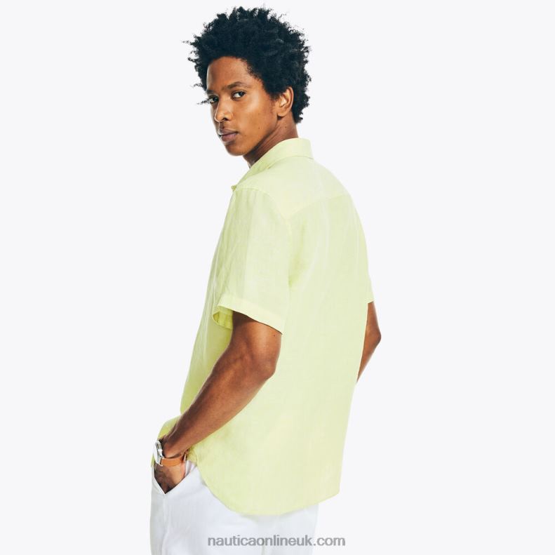 Nautica Sustainably Crafted Linen Short-Sleeve Shirt L6J4L695 Hillside Olive Men