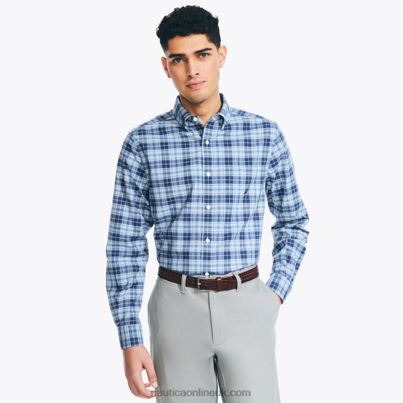 Nautica Sustainably Crafted Plaid Shirt L6J4L351 Noon Blue Men