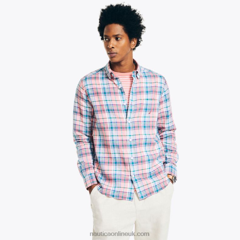 Nautica Sustainably Crafted Plaid Shirt L6J4L446 Dreamy Coral Men