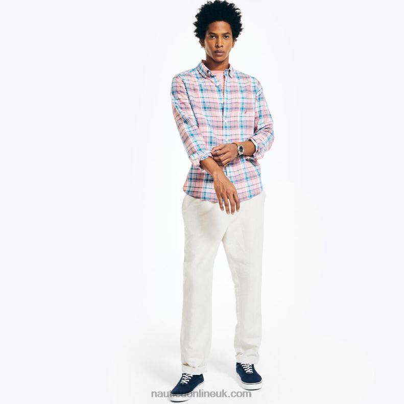 Nautica Sustainably Crafted Plaid Shirt L6J4L446 Dreamy Coral Men