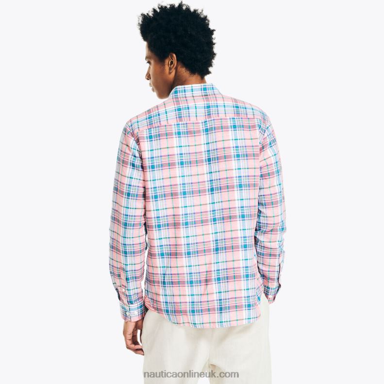 Nautica Sustainably Crafted Plaid Shirt L6J4L446 Dreamy Coral Men