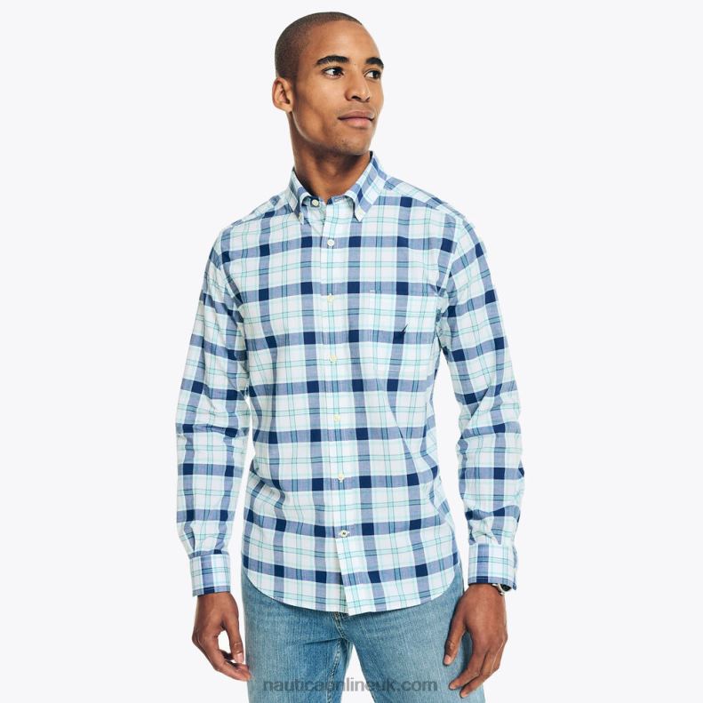 Nautica Sustainably Crafted Plaid Shirt L6J4L534 Bright White Men