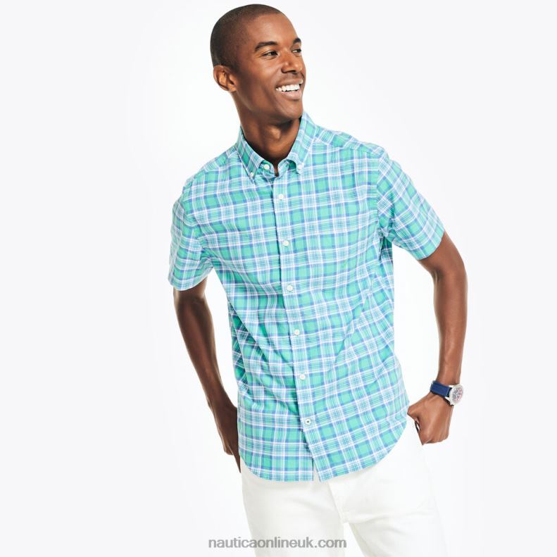 Nautica Sustainably Crafted Plaid Short-Sleeve Shirt L6J4L348 Nile Men