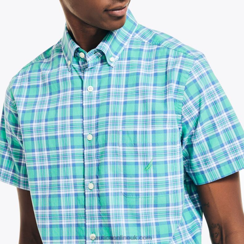 Nautica Sustainably Crafted Plaid Short-Sleeve Shirt L6J4L348 Nile Men