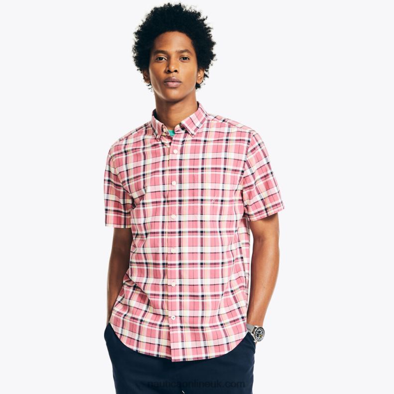 Nautica Sustainably Crafted Plaid Short-Sleeve Shirt L6J4L390 Shore Rose Men