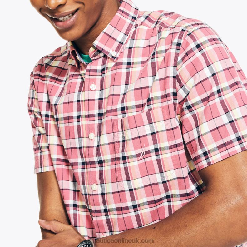 Nautica Sustainably Crafted Plaid Short-Sleeve Shirt L6J4L390 Shore Rose Men
