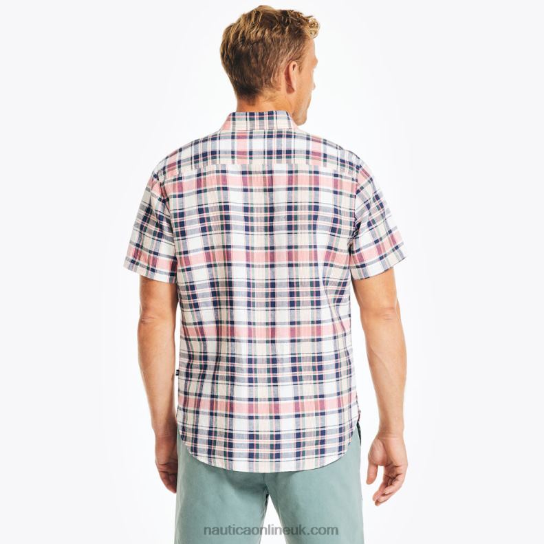 Nautica Sustainably Crafted Plaid Short-Sleeve Shirt L6J4L400 Sail White Men
