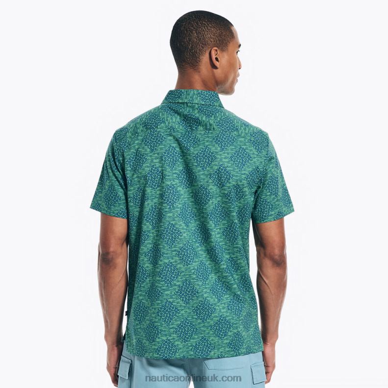 Nautica Sustainably Crafted Printed Short-Sleeve Camp Shirt L6J4L307 Green Apple Men
