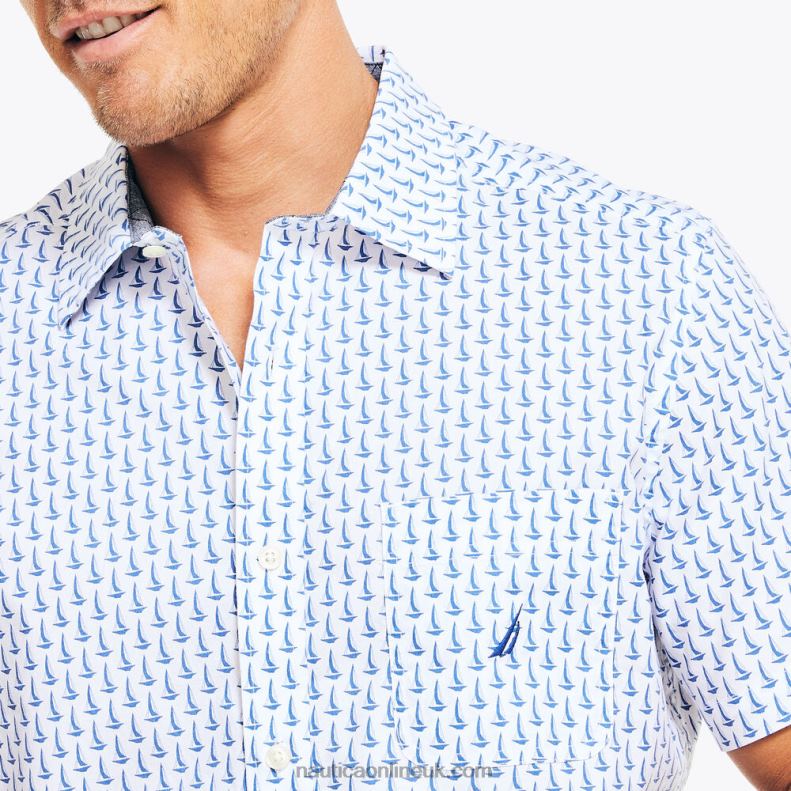 Nautica Sustainably Crafted Printed Short-Sleeve Shirt L6J4L422 Bright White Men