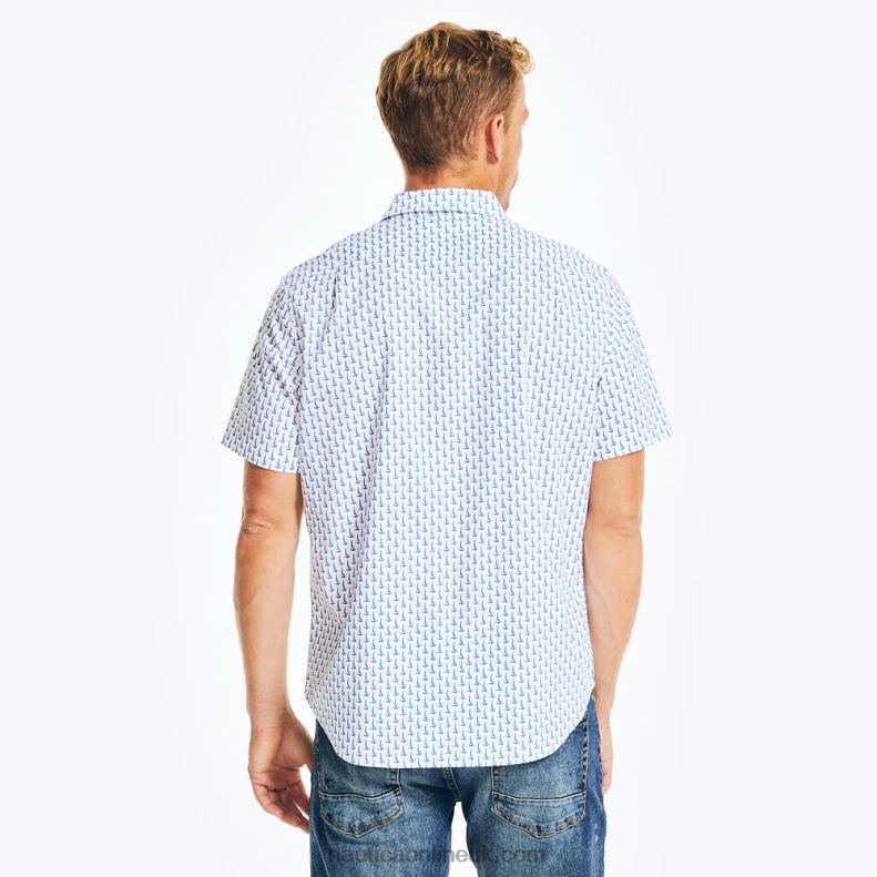 Nautica Sustainably Crafted Printed Short-Sleeve Shirt L6J4L422 Bright White Men