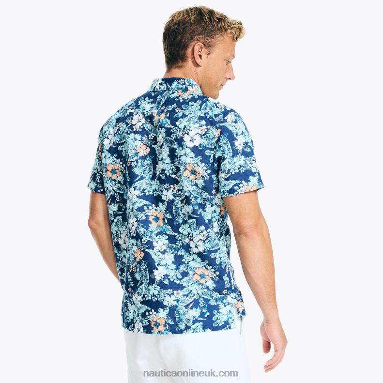 Nautica Sustainably Crafted Printed Short-Sleeve Shirt L6J4L453 Pure Adriatic Sea Wash Men
