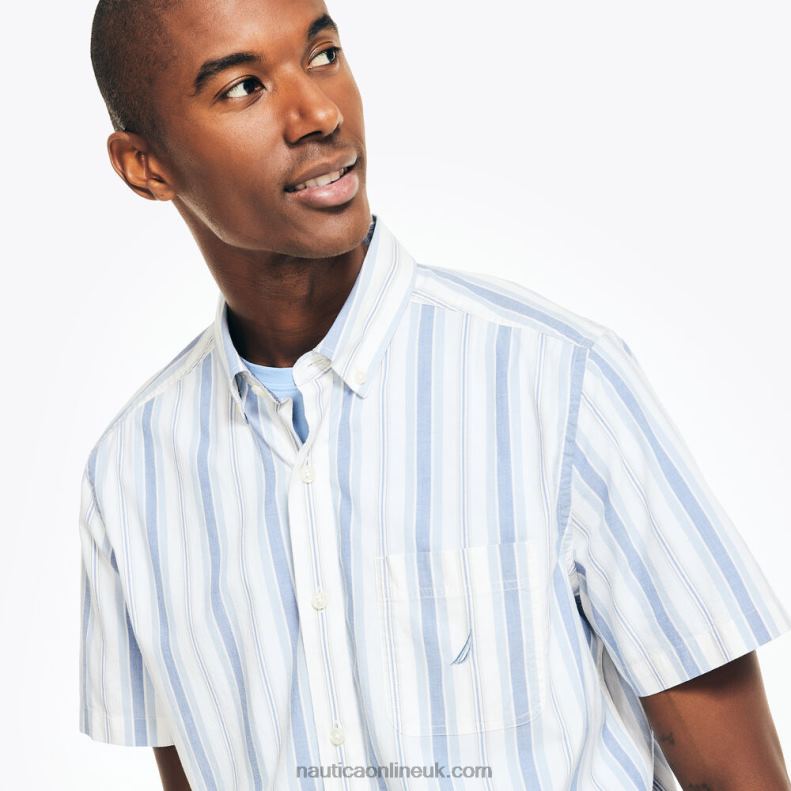 Nautica Sustainably Crafted Striped Short-Sleeve Shirt L6J4L427 Sail White Men